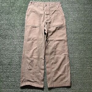 Vintage US Army OG-107 Pants Mens 30 Green Cotton Sateen Fatigue Cargo 60s